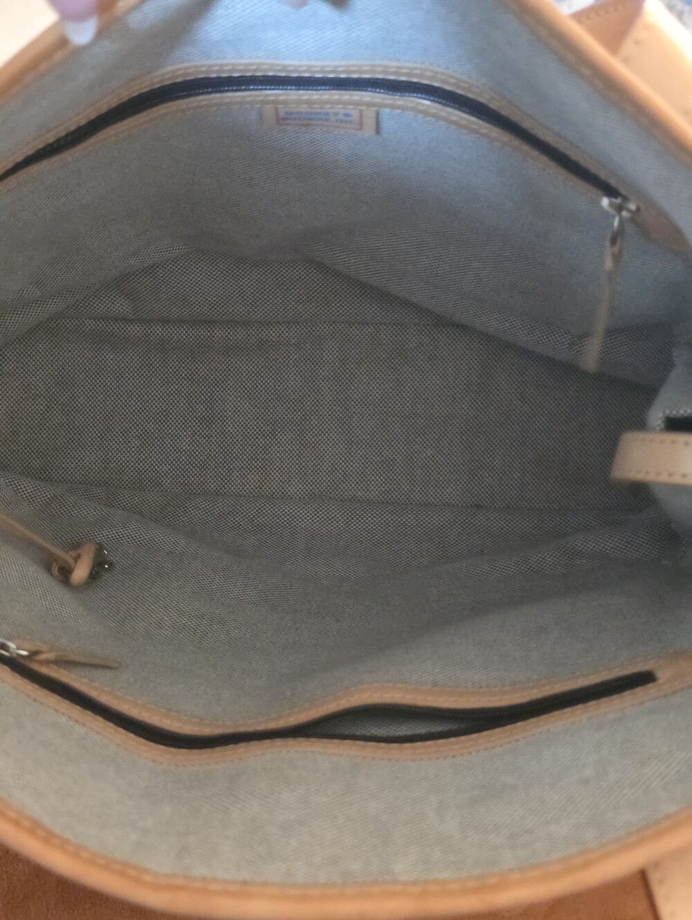 Dooney & Bourke Blue Canvas Tote with Tan Leather Trim and Pouch - Picture 10 of 10
